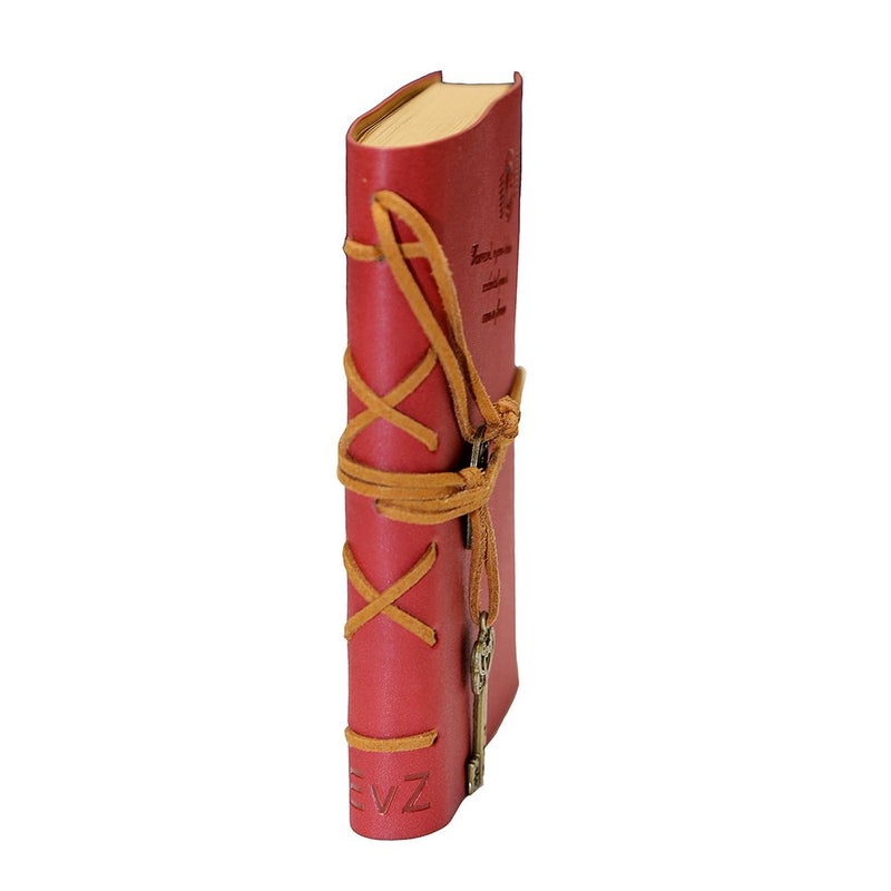 EvZ Journal Diary String Key Retro Vintage Classic Leather Bound Notebook, Red - Image 3